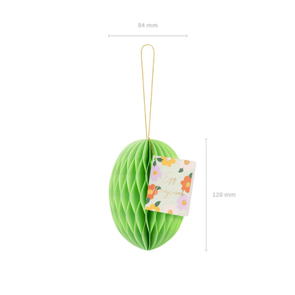 Huevo de Pascua de nido de abeja verde claro 12cm