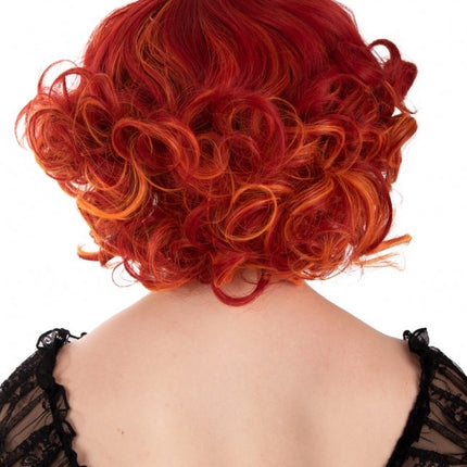 Peluca Arlene Corta Con Rizos Rojo Naranja