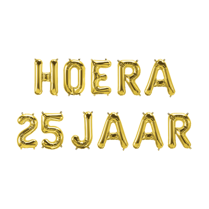 Set Globos Oro 25 Años Hurra 1.9m