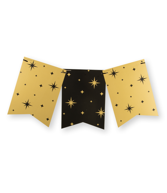 Guirnalda Oro Negro Estrellas 6m