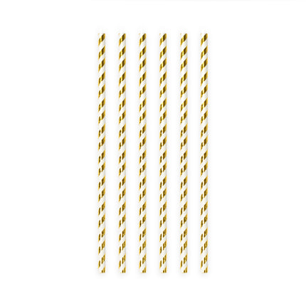 Pajitas de Papel Rayas Doradas 19.7cm 20pcs