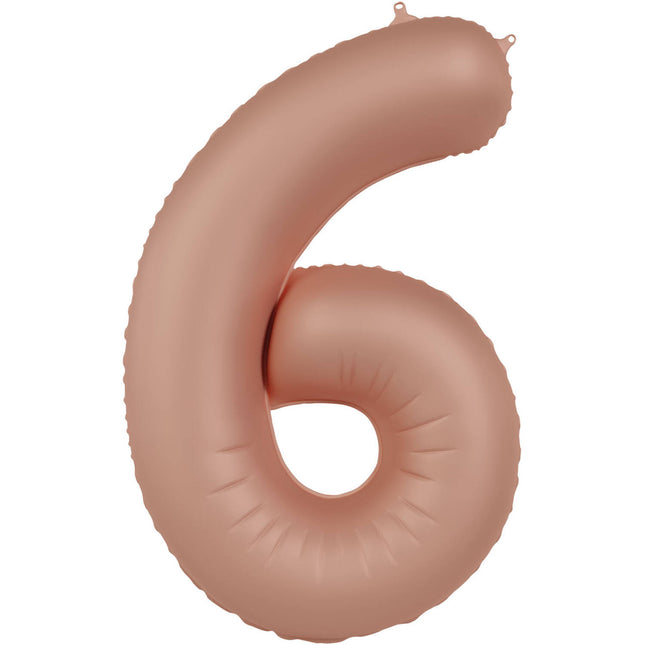 Globo Figura 6 Años Oro Rosa Mate 86cm
