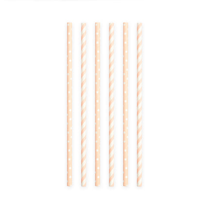 Pajitas de Papel Mezcla Rosa Claro/Blanco 19,7cm 20pcs
