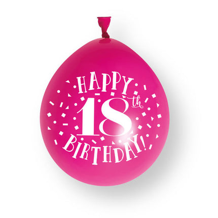 Globos de látex de 10 ct con el mensaje «Happy 18th Birthday» de 23 cm