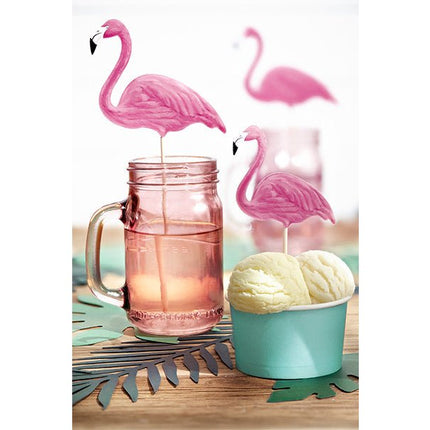 Flamingo Prikkers 23,5cm 6st van Partydeco koop je bij Partywinkel