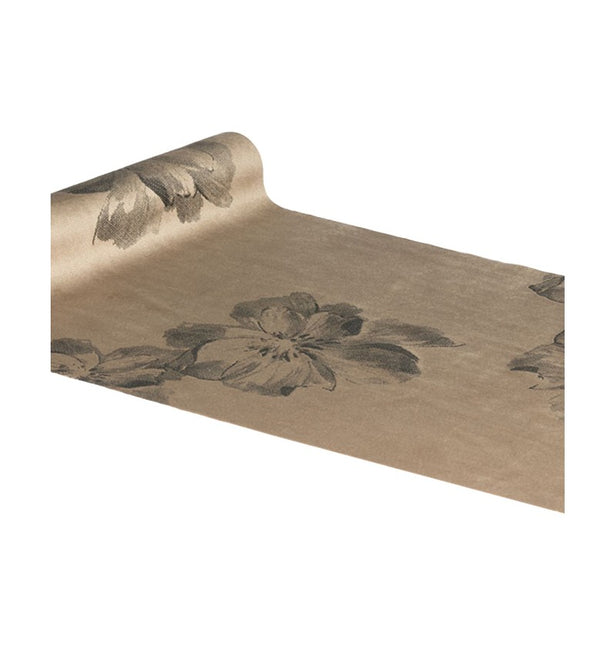 Camino de Mesa Floral Marrón 3m