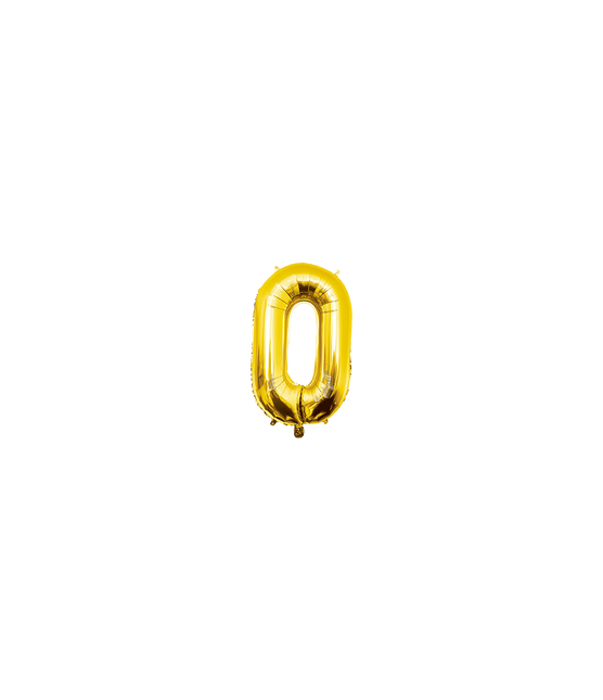 Globo de 40 cm, número 0 dorado