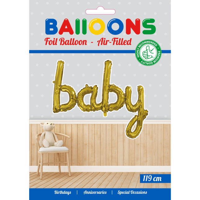 Folie Ballon Baby Goud 42cm leeg van WeFiesta koop je bij Partywinkel