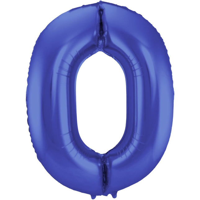 Folie Ballon Cijfer 0 Mat Blauw XL 86cm leeg van Folat koop je bij Partywinkel