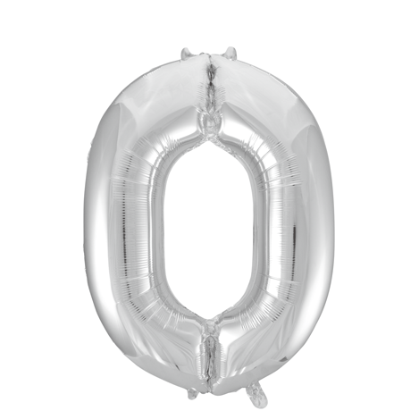 Folie Ballon Cijfer 0 Zilver XL 86cm leeg - Partywinkel - 5712735006671