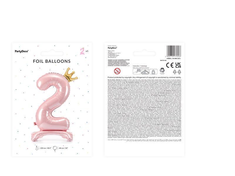 Folie Ballon Cijfer 2 Lichtroze Standaard Leeg 84cm van Partydeco koop je bij Partywinkel