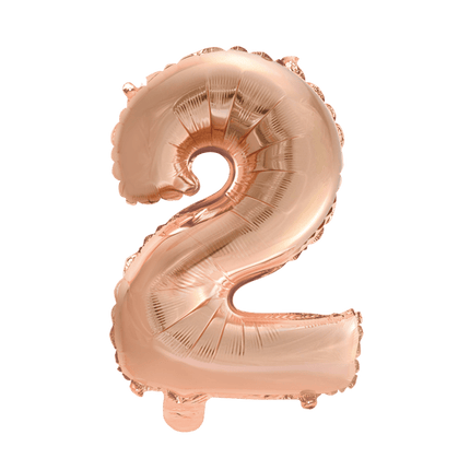 Folie Ballon Cijfer 2 Rose Goud 41cm met Rietje van WeFiesta koop je bij Partywinkel