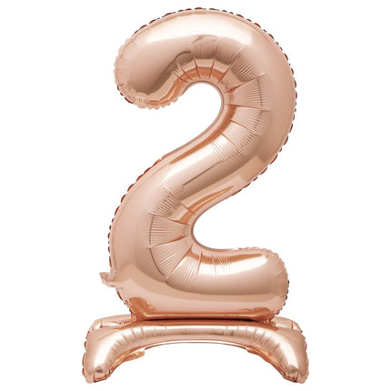 Folie Ballon Cijfer 2 Rose Goud Standaard 76cm van Unique koop je bij Partywinkel