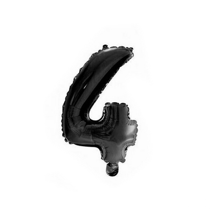 Folie Ballon Cijfer 4 Zwart 41cm met Rietje van WeFiesta koop je bij Partywinkel