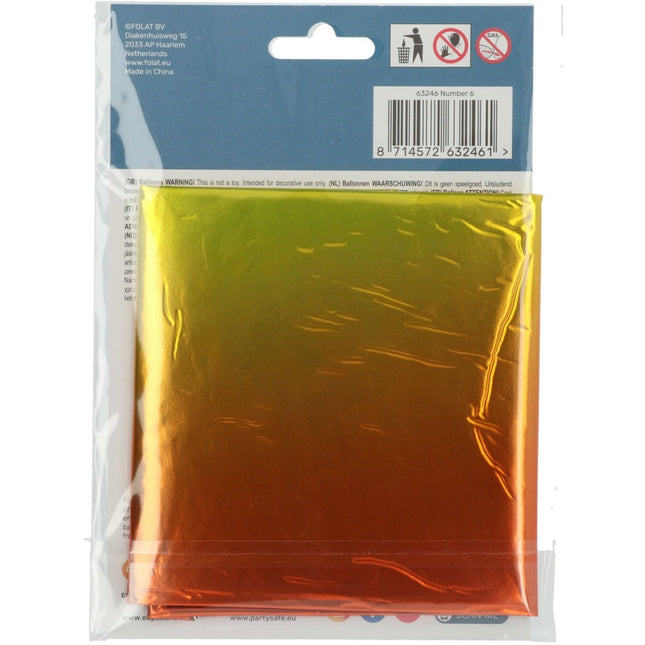 Folie Ballon Cijfer 6 Regenboog XL 81cm leeg van Folat koop je bij Partywinkel