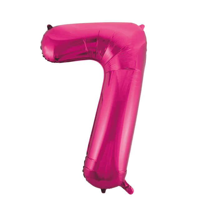 Folie Ballon Cijfer 7 Fuchsia XL 86cm leeg - Partywinkel - 5712735007135