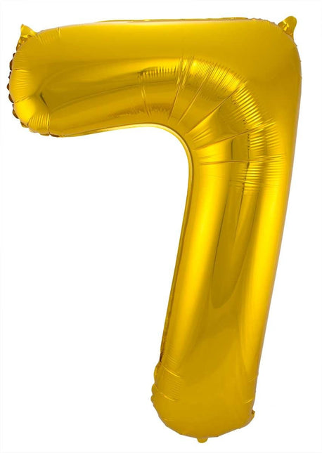 Folie Ballon Cijfer 7 Goud Metallic XL 86cm leeg van Folat koop je bij Partywinkel