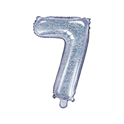 Folie Ballon Cijfer 7 Holografisch 35cm van Partydeco koop je bij Partywinkel