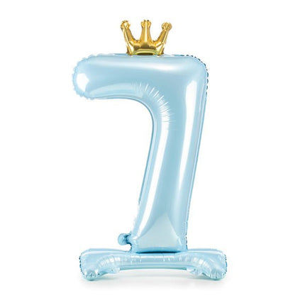 Folie Ballon Cijfer 7 Lichtblauw Standaard Leeg 84cm van Partydeco koop je bij Partywinkel