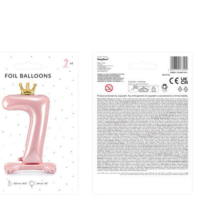 Folie Ballon Cijfer 7 Lichtroze Standaard Leeg 84cm van Partydeco koop je bij Partywinkel
