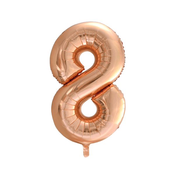 Folie Ballon Cijfer 8 Rose Goud XL 86cm leeg van WeFiesta koop je bij Partywinkel
