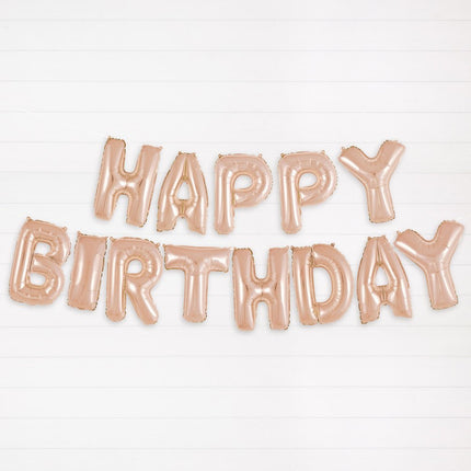 Folie Ballon Happy Birthday Rose Goud Leeg 4,31m van Unique koop je bij Partywinkel