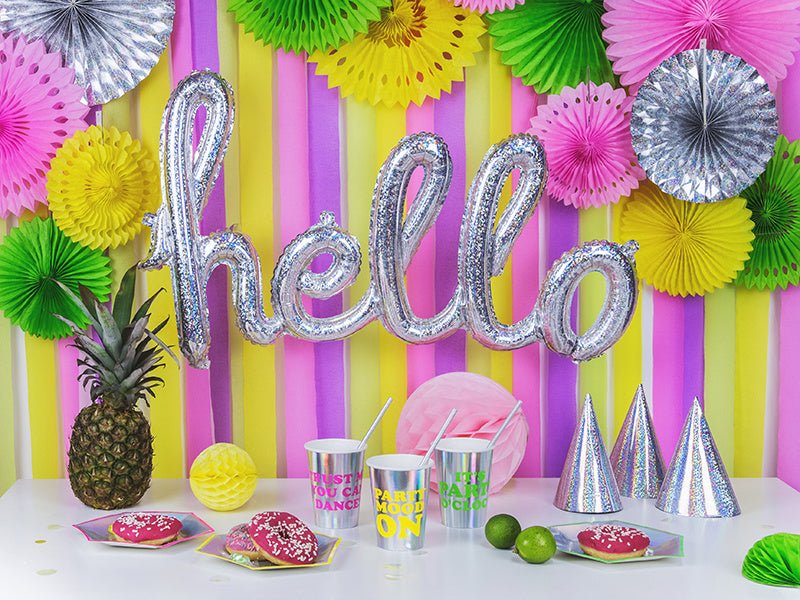 Folie Ballon Hello Holografisch 72cm van Partydeco koop je bij Partywinkel