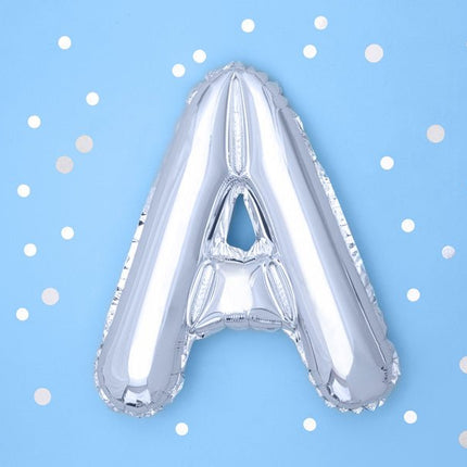 Folie Ballon Letter A Zilver Leeg 35cm van Partydeco koop je bij Partywinkel