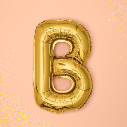 Folie Ballon Letter B Goud Leeg 35cm van Partydeco koop je bij Partywinkel