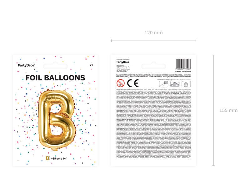 Folie Ballon Letter B Goud Leeg 35cm van Partydeco koop je bij Partywinkel