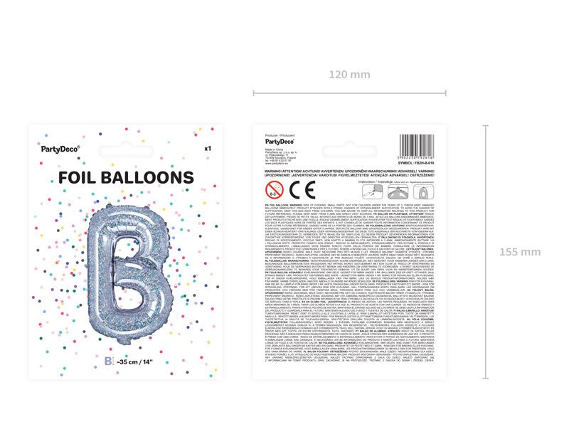 Folie Ballon Letter B Holografisch Leeg 35cm van Partydeco koop je bij Partywinkel