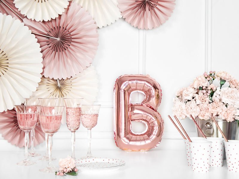 Folie Ballon Letter B Rose Goud Leeg 35cm van Partydeco koop je bij Partywinkel