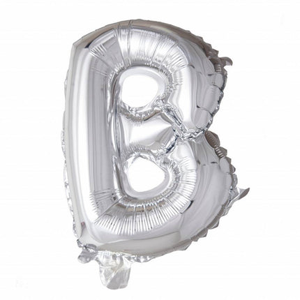Folie Ballon Letter B Zilver 41cm met Rietje van WeFiesta koop je bij Partywinkel