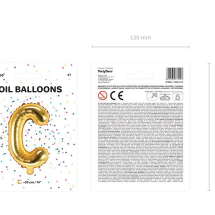 Folie Ballon Letter C Goud Leeg 35cm van Partydeco koop je bij Partywinkel