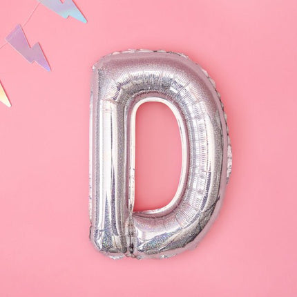 Folie Ballon Letter D Holografisch Leeg 35cm van Partydeco koop je bij Partywinkel