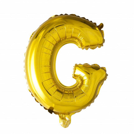 Folie Ballon Letter G Goud 41cm met Rietje van WeFiesta koop je bij Partywinkel