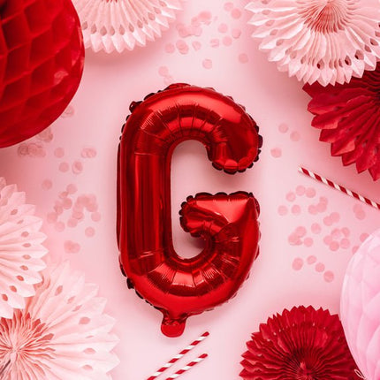 Folie Ballon Letter G Rood Leeg 35cm van Partydeco koop je bij Partywinkel