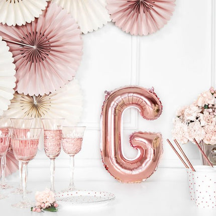 Folie Ballon Letter G Rose Goud Leeg 35cm van Partydeco koop je bij Partywinkel