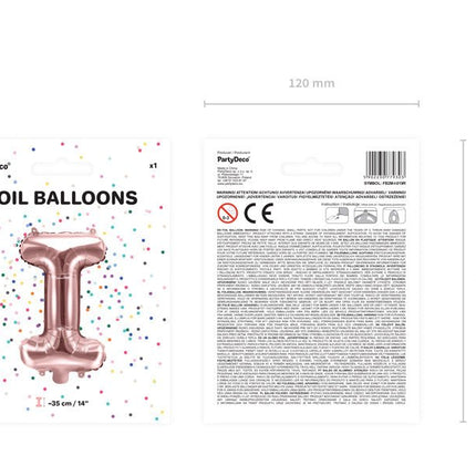 Folie Ballon Letter I Rose Goud Leeg 35cm van Partydeco koop je bij Partywinkel