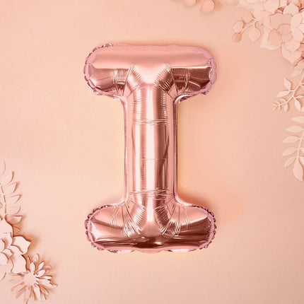Folie Ballon Letter I Rose Goud Leeg 35cm van Partydeco koop je bij Partywinkel