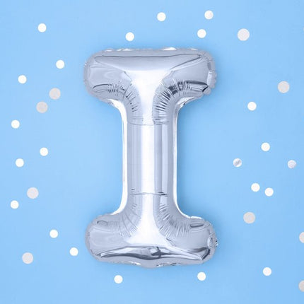 Folie Ballon Letter I Zilver Leeg 35cm van Partydeco koop je bij Partywinkel