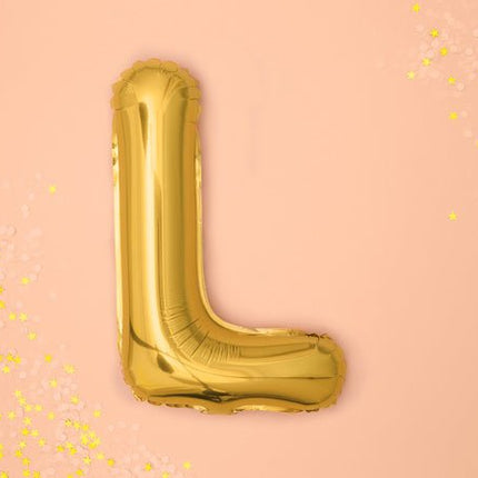 Folie Ballon Letter L Goud Leeg 35cm van Partydeco koop je bij Partywinkel