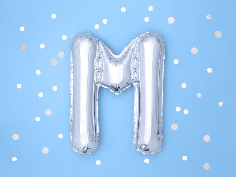 Folie Ballon Letter M Zilver Leeg 35cm van Partydeco koop je bij Partywinkel