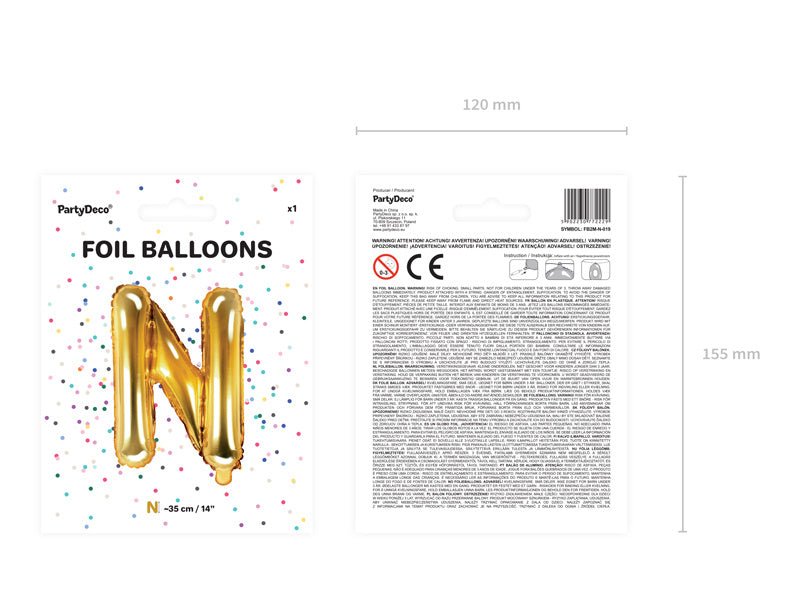 Folie Ballon Letter N Goud Leeg 35cm van Partydeco koop je bij Partywinkel