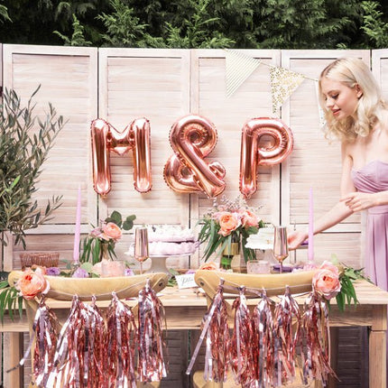 Folie Ballon Letter P Rose Goud Leeg 35cm van Partydeco koop je bij Partywinkel