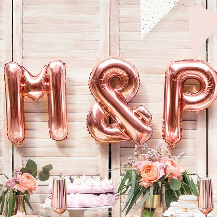 Folie Ballon Letter P Rose Goud Leeg 35cm van Partydeco koop je bij Partywinkel