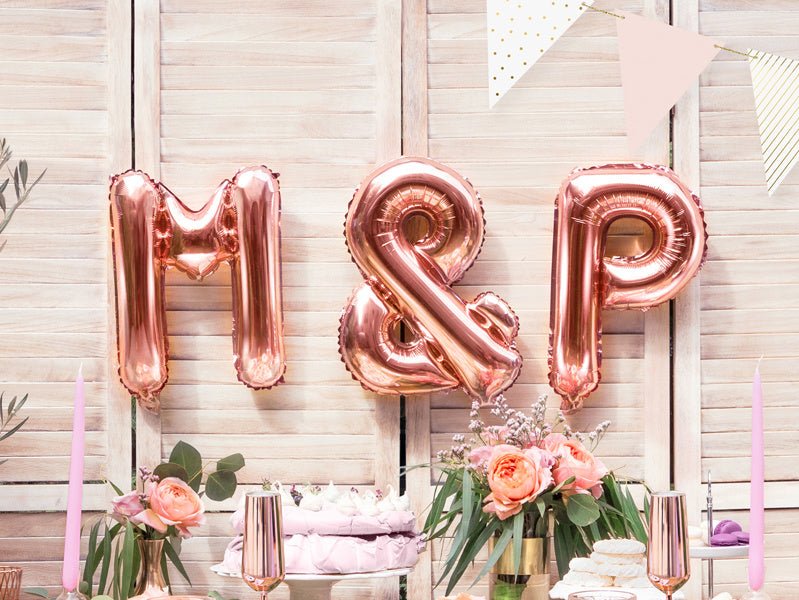 Folie Ballon Letter P Rose Goud Leeg 35cm van Partydeco koop je bij Partywinkel