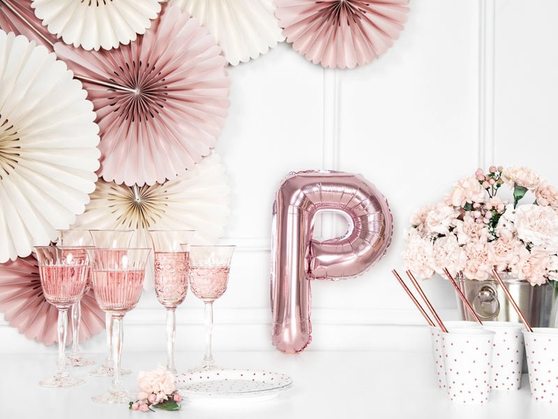 Folie Ballon Letter P Rose Goud Leeg 35cm van Partydeco koop je bij Partywinkel