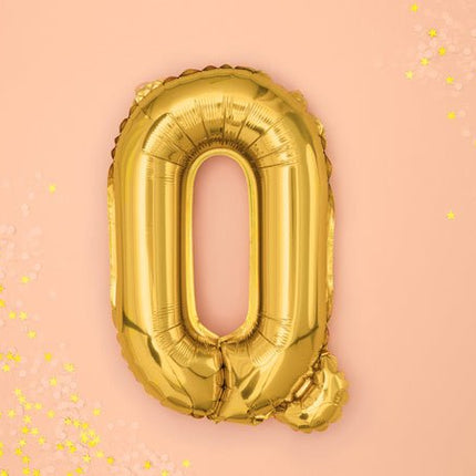 Folie Ballon Letter Q Goud Leeg 35cm van Partydeco koop je bij Partywinkel