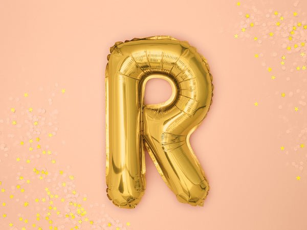 Folie Ballon Letter R Goud Leeg 35cm van Partydeco koop je bij Partywinkel